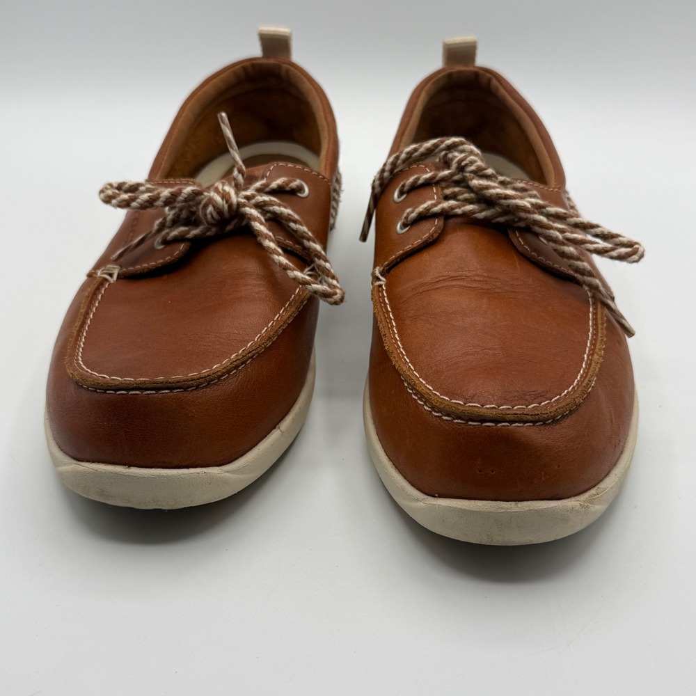 Crocs Boat Shoes Womens Size 8 Brown Good Leather Loafers Nautical Slip On